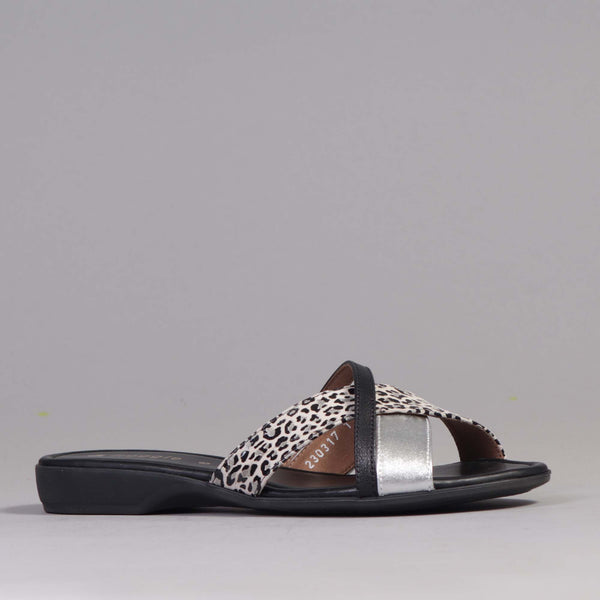 Crossover Mule Sandal in Silver - 11523 - Froggie Shoes