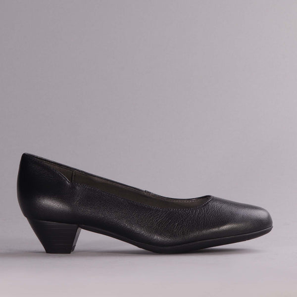 Mid-Heel Court Shoe in Black - 12635 - Froggie Shoes