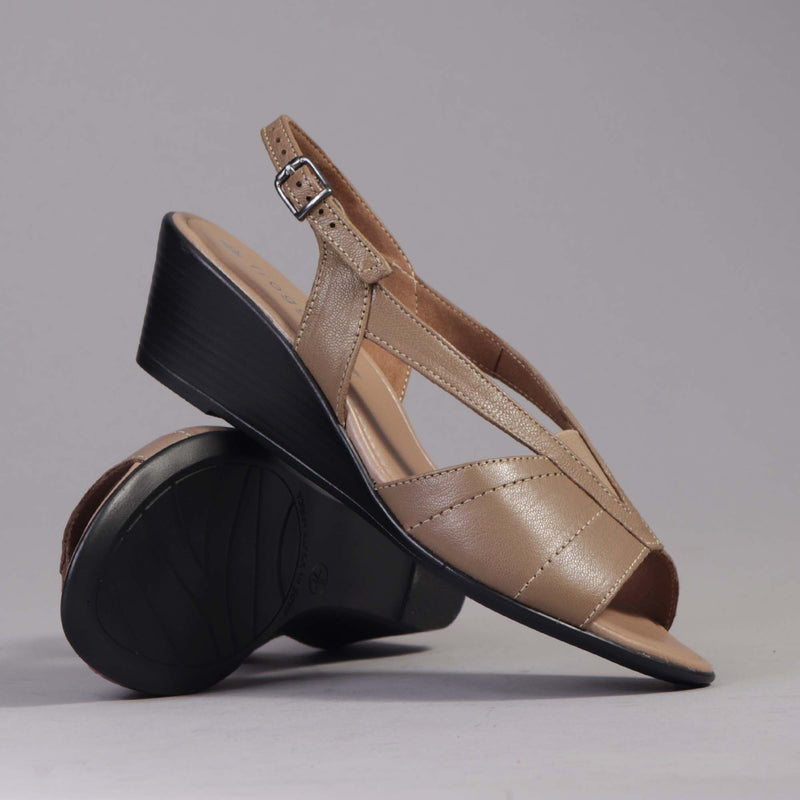 Slingback Wedge Sandal in Stone - 12393 - Froggie Shoes
