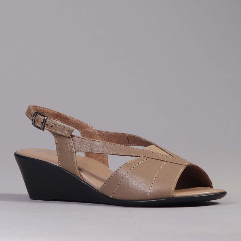 Slingback Wedge Sandal in Stone - 12393 - Froggie Shoes