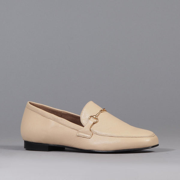 Loafer with Gold Trim in Cream - 12451