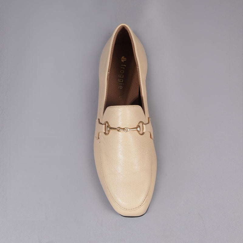 Loafer with Gold Trim in Cream - 12451