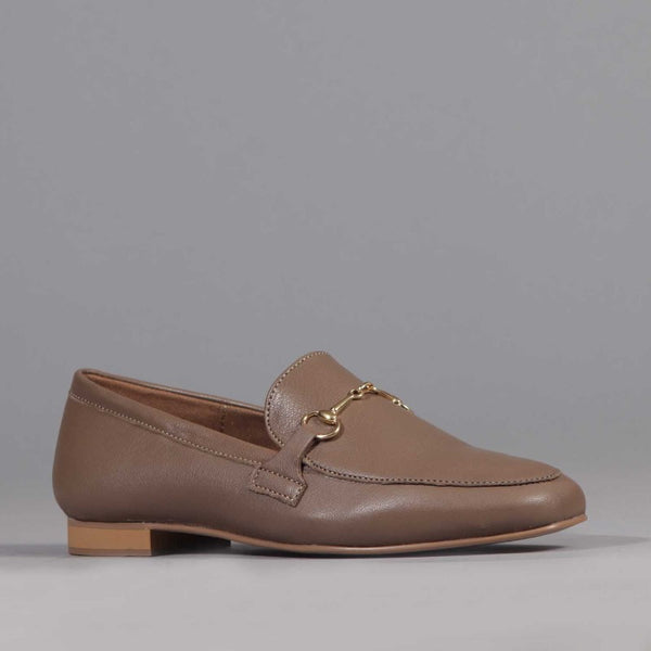 Froggie Loafer with Gold Trim in Stone