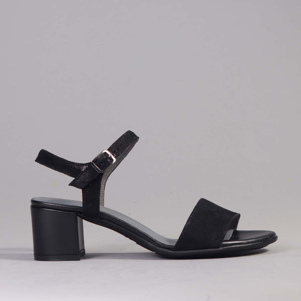 Block Heel Sandal in Black - 12549 - Froggie Shoes