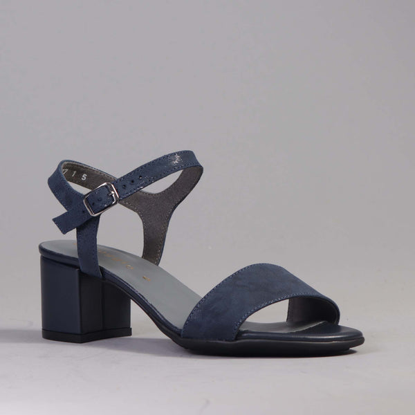 Block Heel Sandal in Navy - 12549 - Froggie Shoes
