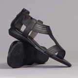 T-Bar Flat Sandal in Black - 12567 - Froggie Shoes