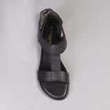 T-Bar Flat Sandal in Black - 12567 - Froggie Shoes