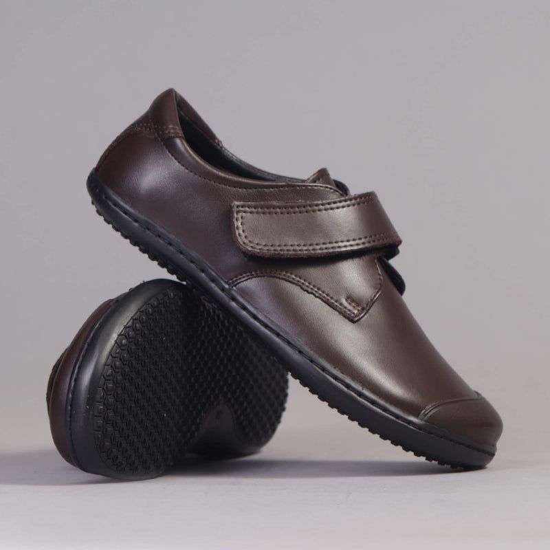 Boys Velcro School Shoe in Brown Sizes 34-38 - 7814 - Froggie Shoes