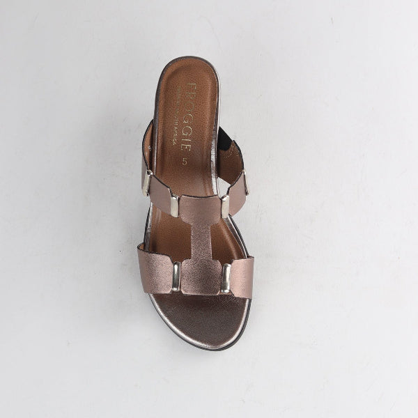 Froggie Shoes Shoes Mid-Heel H-bar Sandal in Lead Metallic - 12923