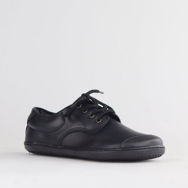 Froggie Boys Lace-up School Shoe in Black Sizes 34-38 - 7824 - side angle.