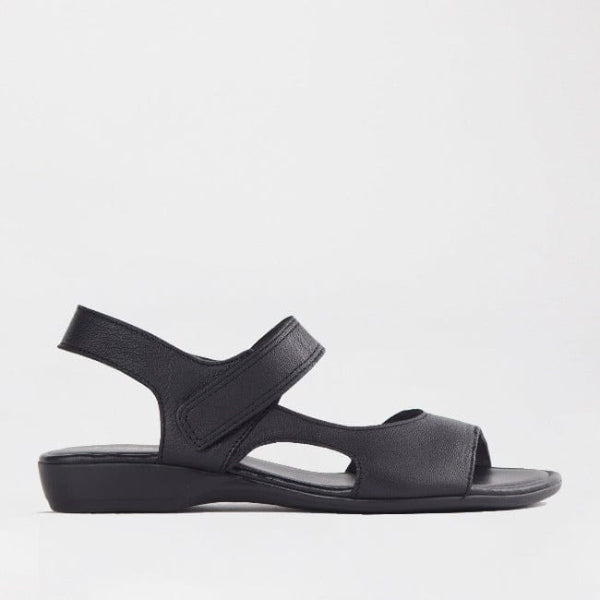 Froggie Shoes Shoes 3 / black / 12221 Wider Fit Slingback Flat Sandal in Black - 12221