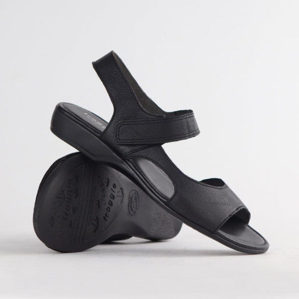 Froggie Shoes Shoes Wider Fit Slingback Flat Sandal in Black - 12221