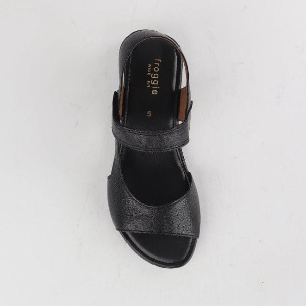 Froggie Shoes Shoes Wider Fit Slingback Flat Sandal in Black - 12221