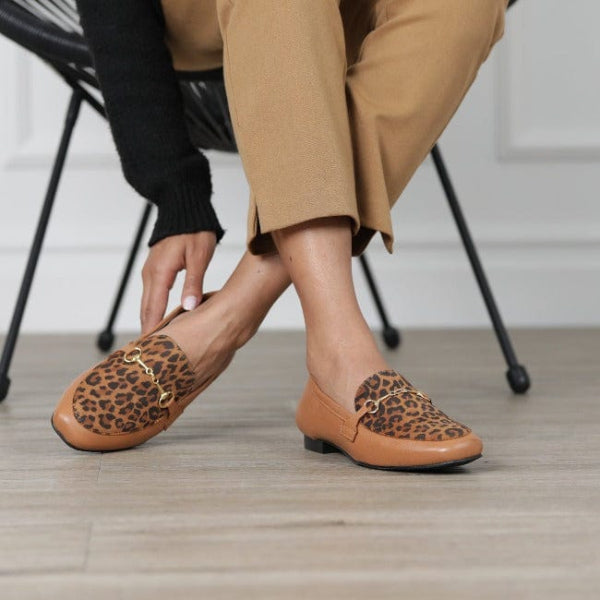 Froggie Shoes Shoes Loafer with Gold Trim in Tan Multi - 12451