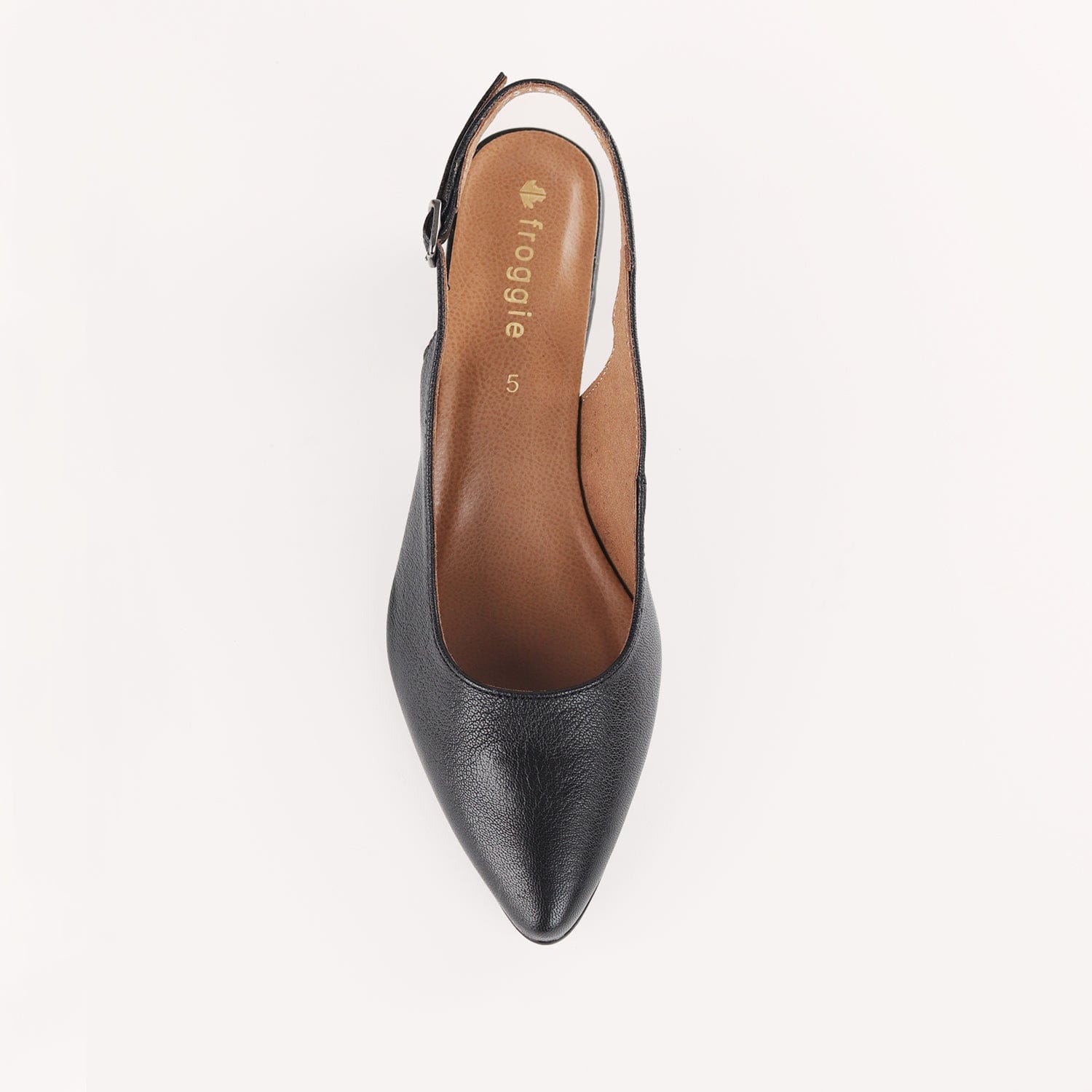 Froggie Shoes Pointed Block Heel Slingback Sandal in Black - 12613