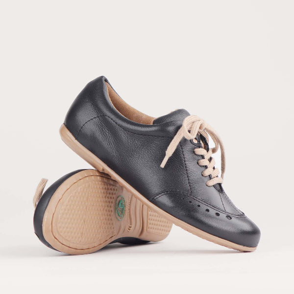 Factory Shop Shoes Flat Lace-up Sneaker in Black - 12727