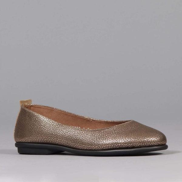 Factory Shop Shoes Flat Pump in Lead Metallic - 12546