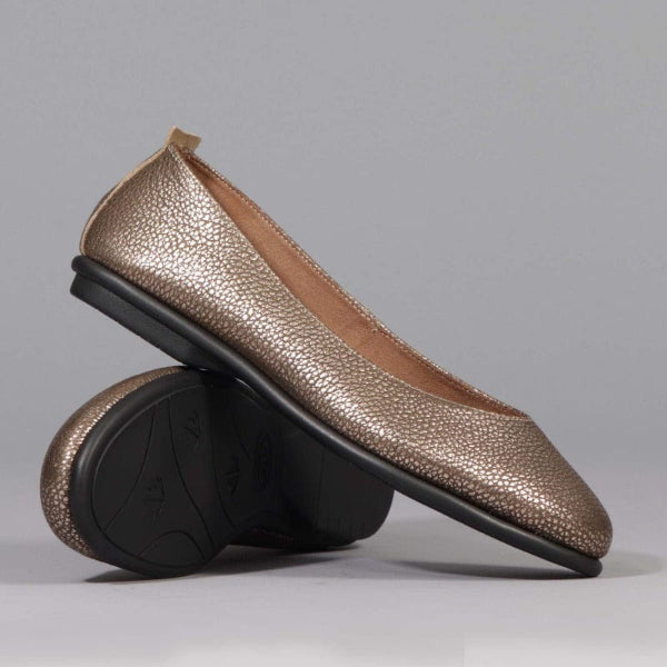 Factory Shop Shoes Flat Pump in Lead Metallic - 12546
