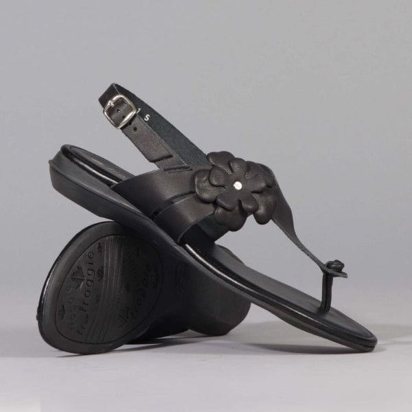 Factory Shop Shoes Flower Thong Sandal in Black - 12621