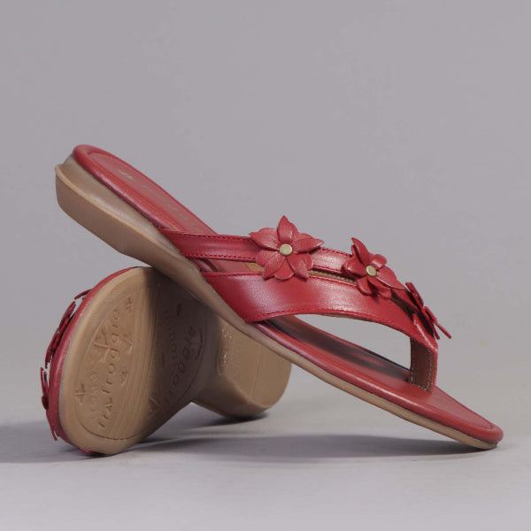 Factory Shop Shoes Flower thong sandal in Red - 12573