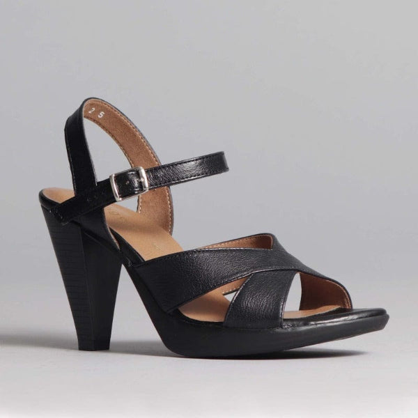 Factory Shop Shoes High Heel Slingback in Black - 12616