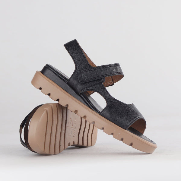 Factory Shop Shoes Slingback Wedge Sandal in Black - 12614