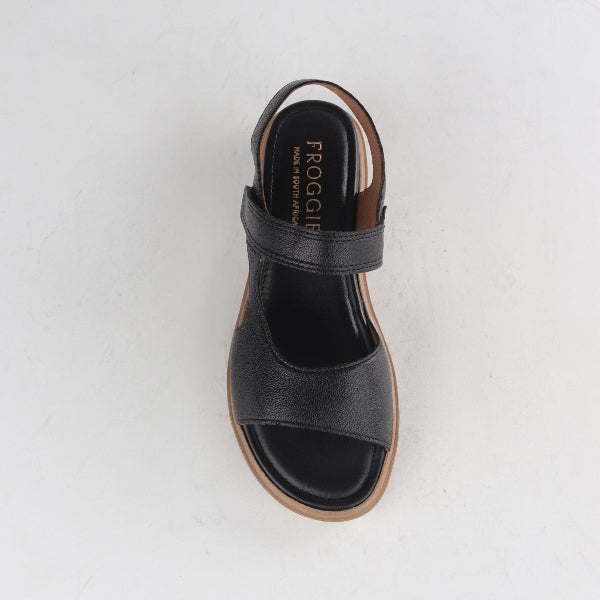 Factory Shop Shoes Slingback Wedge Sandal in Black - 12614