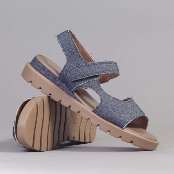 Factory Shop Shoes Slingback Wedge Sandal in Denim - 12614