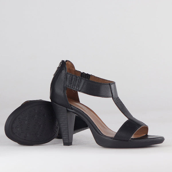 Factory Shop Shoes T-Bar High Heel Sandal in Black - 12552