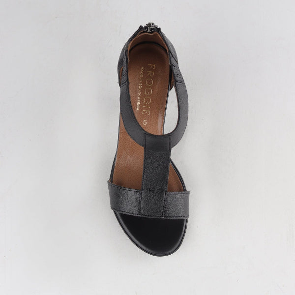 Factory Shop Shoes T-Bar High Heel Sandal in Black - 12552