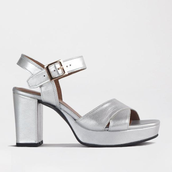 Froggie Shoes Shoes 4 / Silver / 12676 High Heel Platform Sandal in Sliver - 12676