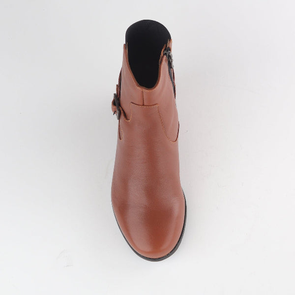 Froggie Shoes Shoes Flat Ankle Boot with Elastic in Chestnut - 12605