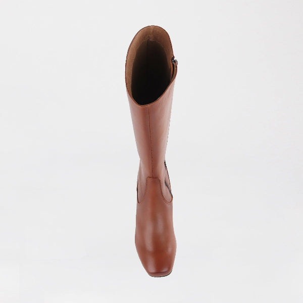 Froggie Shoes Shoes Knee High Block Heel Boot in Chestnut - 12608