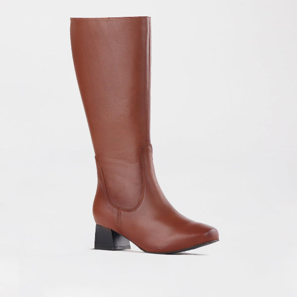 Froggie Shoes Shoes Knee High Block Heel Boot in Chestnut - 12608