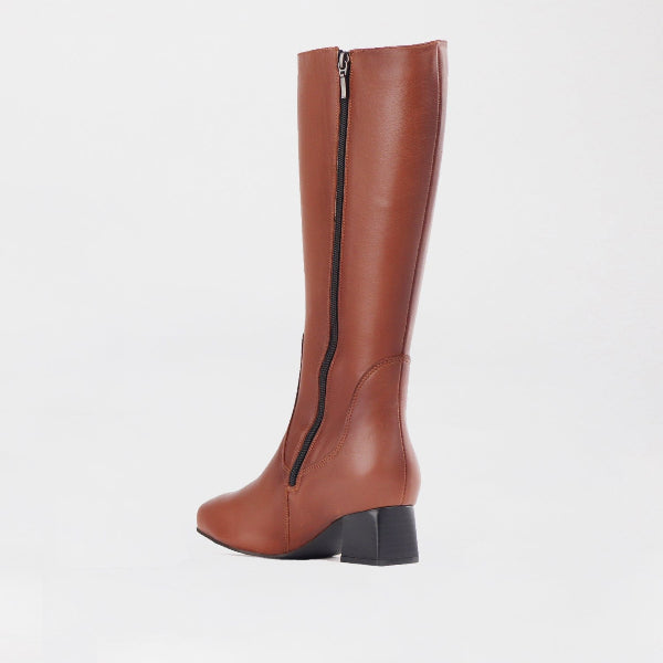 Froggie Shoes Shoes Knee High Block Heel Boot in Chestnut - 12608