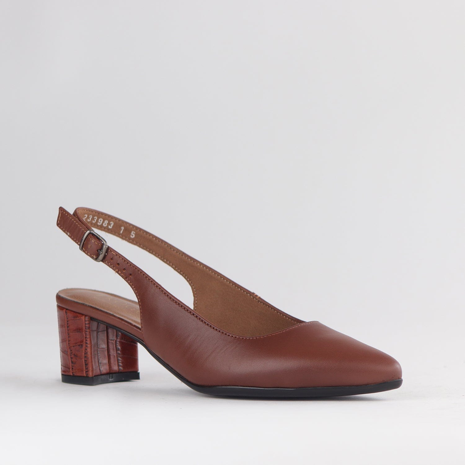 Froggie Shoes Pointed Block Heel Slingback Sandal in Chestnut Multi - 12613