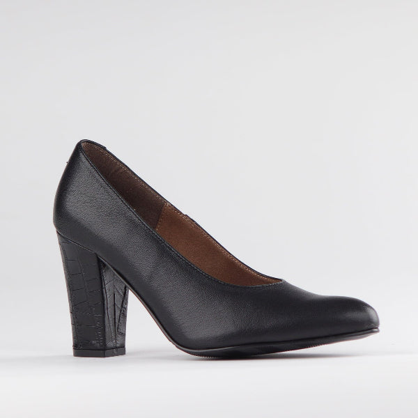 Froggie Shoes Shoes Pointed Court Shoes with Block High Heel in Black Multi1 - 12625