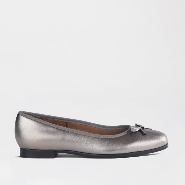 Froggie Shoes Shoes 3 / Pewter Multi / 13030 Soft Square Toe Ballerina Flat Pump with Bow in Pewter Multi- 13030