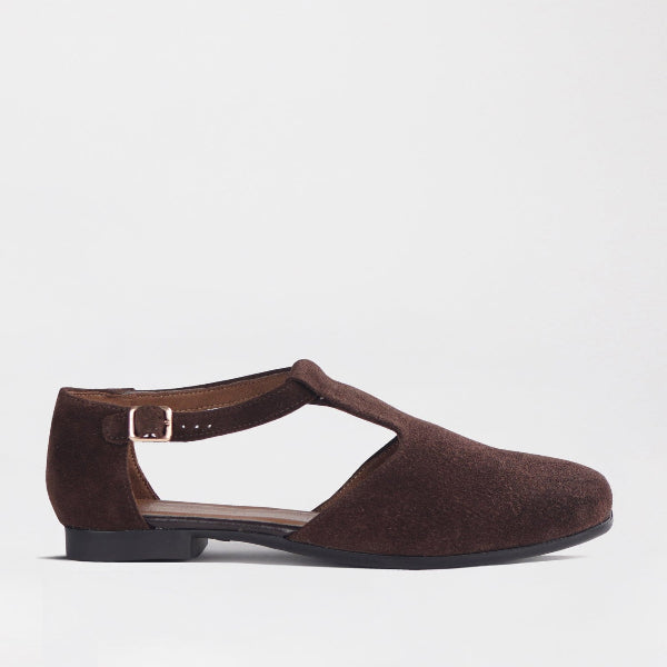 Brown Suede Fisherman Style Flats – Adjustable Strap – Froggie Shoes