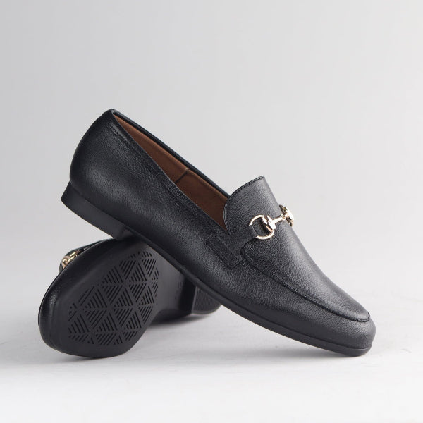 Froggie Shoes Shoes Closed Loafer with gold trim in Black - 12976