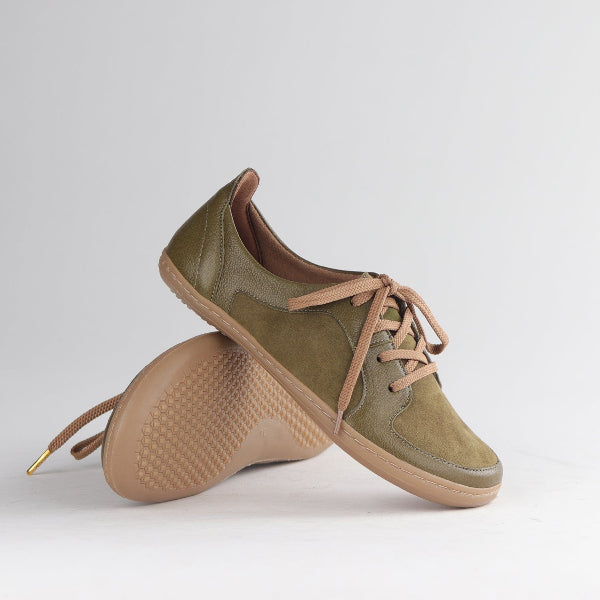 Froggie Shoes Shoes Lace-up Barefoot Shoe with Removable Footbed in Olive Multi - 12829