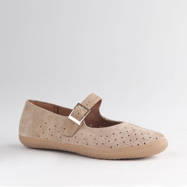 Froggie Shoes Shoes Mary Jane Barefoot Shoe with Removable Footbed in Beige - 13011