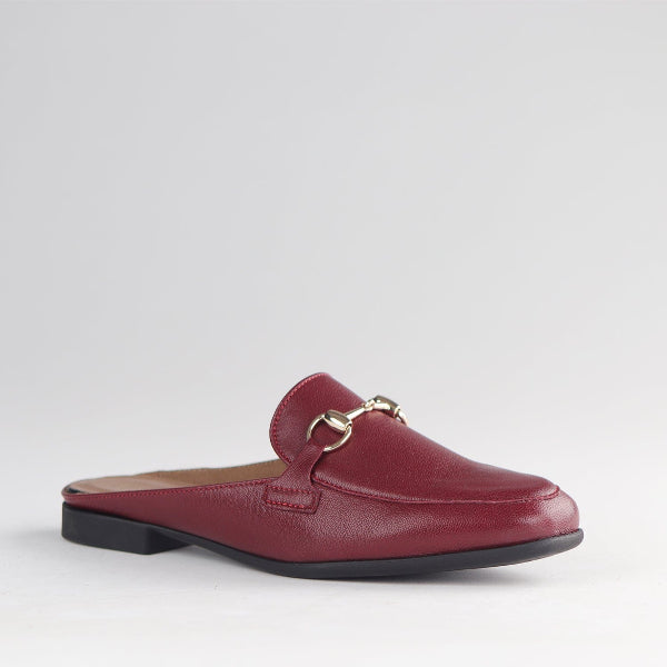 Froggie Shoes Shoes Open back mule with gold trim in Burgundy - 12977