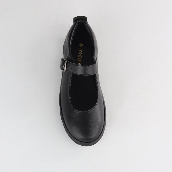 Froggie Shoes Shoes Girls School Shoe with Buckle in Black - 11441