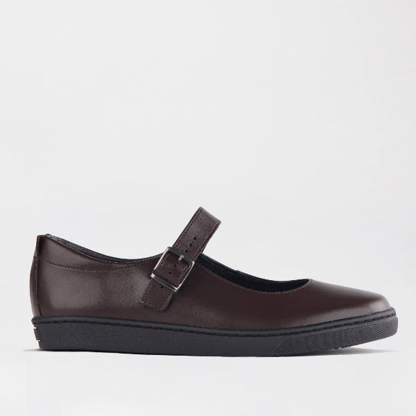 Girls School Shoe with Buckle in Brown Froggie Leather Shoes