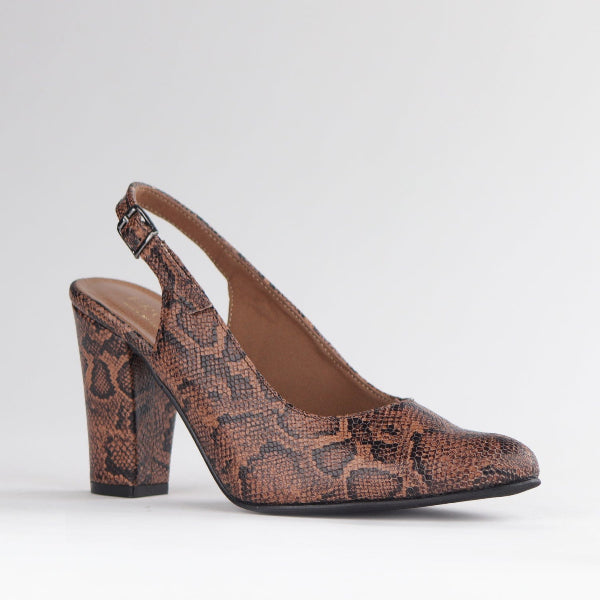 Froggie Shoes Shoes Block Heel Slingback in Python - 12790