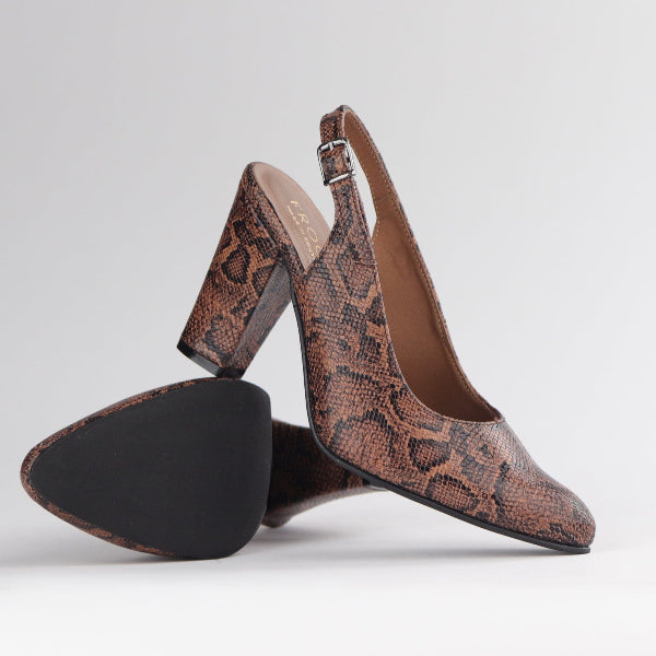 Froggie Shoes Shoes Block Heel Slingback in Python - 12790