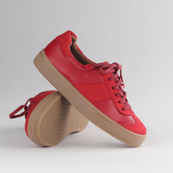 Froggie Shoes Shoes Retro Lace-up Sneaker in Scarlet Multi -12989