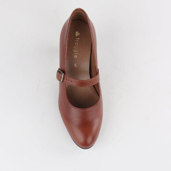 Factory Shop Shoes Mary Jane Court Shoe Chesnut- 12733