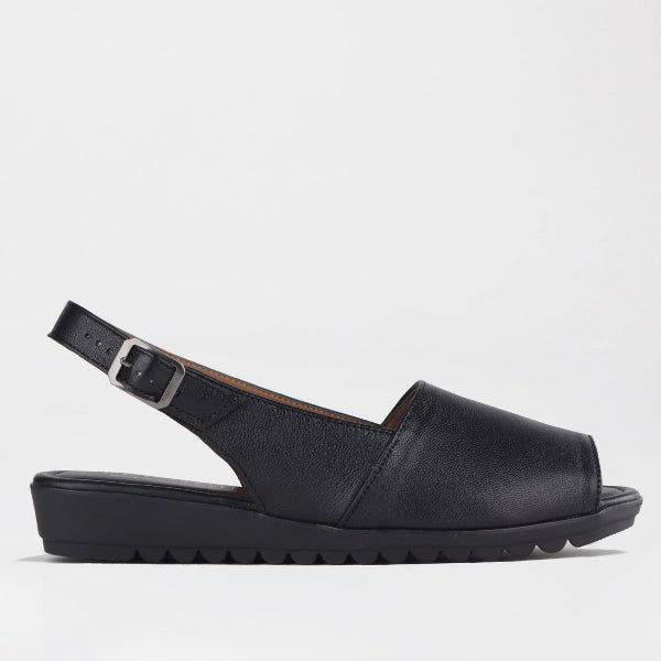 Factory Shop Shoes 4 / Black / 12870 Peep Toe Slingback Sandal in Black - 12870